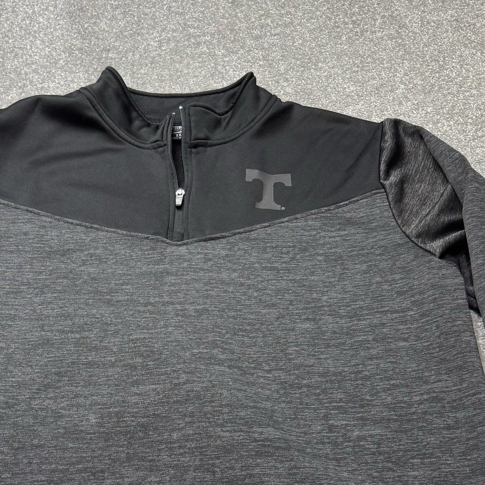 Tennessee Vols Volunteers Pullover Quarter Zip  Sweater Black Gray Men's XXL
